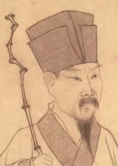 Detail of portrait of Su shi. Su shi wearing Dongpo jin.